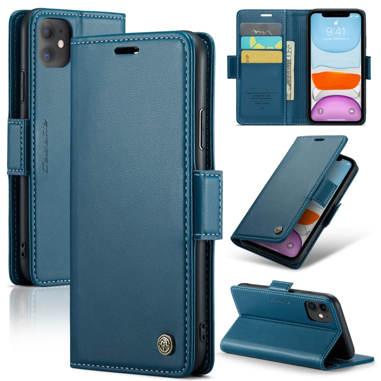 For iPhone 11 CaseMe 023 Butterfly Buckle Litchi Texture RFID Anti-theft Leather Phone Case(Blue) - iPhone 11 Cases by CaseMe | Online Shopping UK | buy2fix