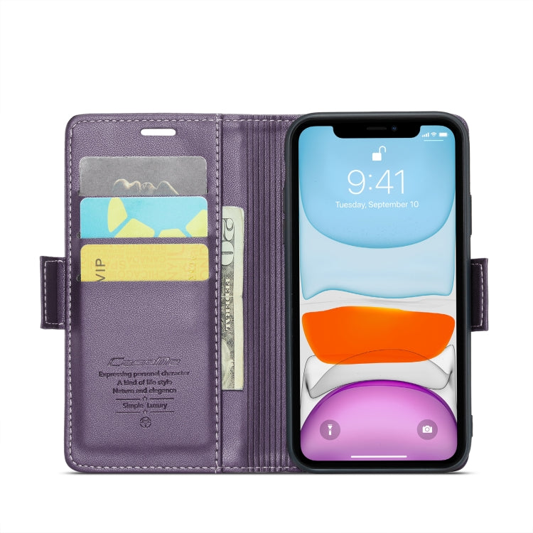 For iPhone 11 CaseMe 023 Butterfly Buckle Litchi Texture RFID Anti-theft Leather Phone Case(Pearly Purple) - iPhone 11 Cases by CaseMe | Online Shopping UK | buy2fix