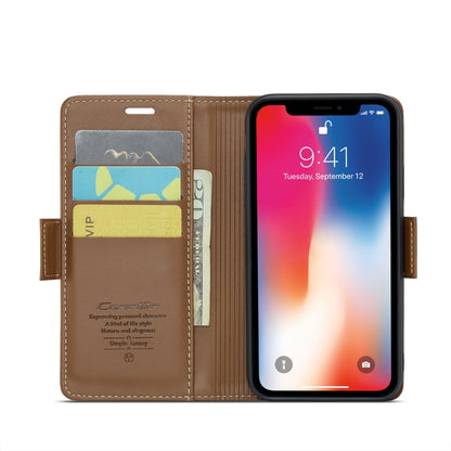 For iPhone XS Max CaseMe 023 Butterfly Buckle Litchi Texture RFID Anti-theft Leather Phone Case(Brown) - More iPhone Cases by CaseMe | Online Shopping UK | buy2fix