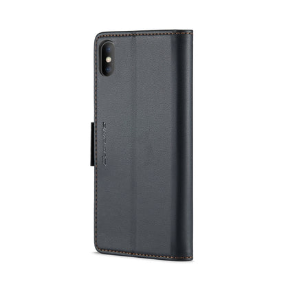 For iPhone XS CaseMe 023 Butterfly Buckle Litchi Texture RFID Anti-theft Leather Phone Case(Black) - More iPhone Cases by CaseMe | Online Shopping UK | buy2fix