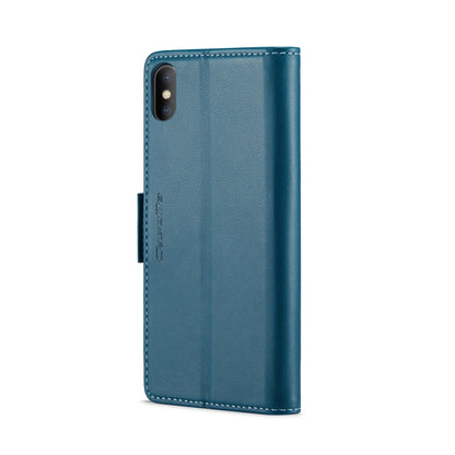 For iPhone XS CaseMe 023 Butterfly Buckle Litchi Texture RFID Anti-theft Leather Phone Case(Blue) - More iPhone Cases by CaseMe | Online Shopping UK | buy2fix