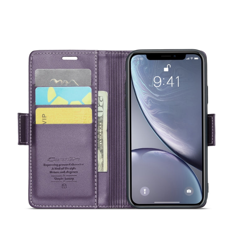 For iPhone XR CaseMe 023 Butterfly Buckle Litchi Texture RFID Anti-theft Leather Phone Case(Pearly Purple) - More iPhone Cases by CaseMe | Online Shopping UK | buy2fix