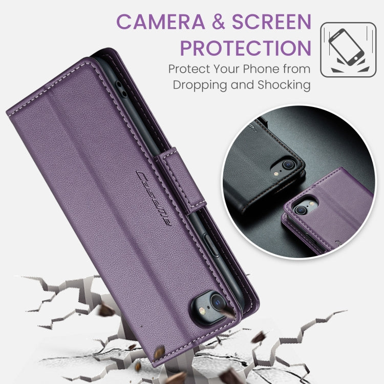 For iPhone SE 2022/SE 2020/6/7/8 CaseMe 023 Butterfly Buckle Litchi Texture RFID Anti-theft Leather Phone Case(Pearly Purple) - More iPhone Cases by CaseMe | Online Shopping UK | buy2fix