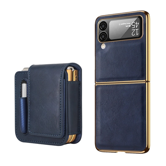 For Samsung Galaxy Z Flip4 Retro Thinking Series PC Shockproof Phone Case with Bag(Blue)