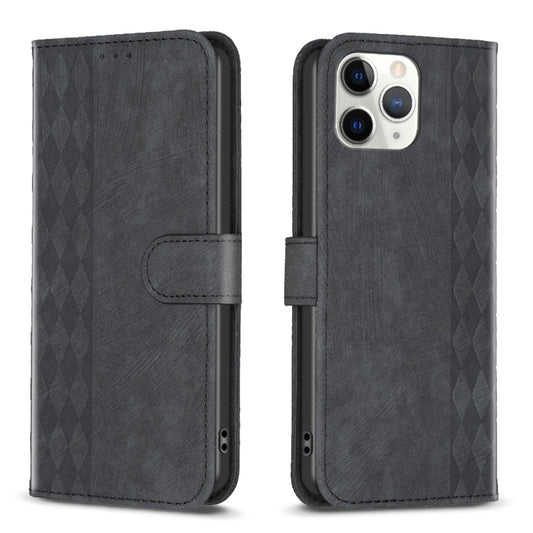 For iPhone 11 Pro Max Plaid Embossed Leather Phone Case(Black) - iPhone 11 Pro Max Cases by buy2fix | Online Shopping UK | buy2fix