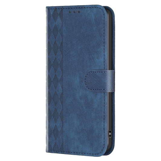 For iPhone 15 Pro Max Plaid Embossed Leather Phone Case(Blue) by buy2fix