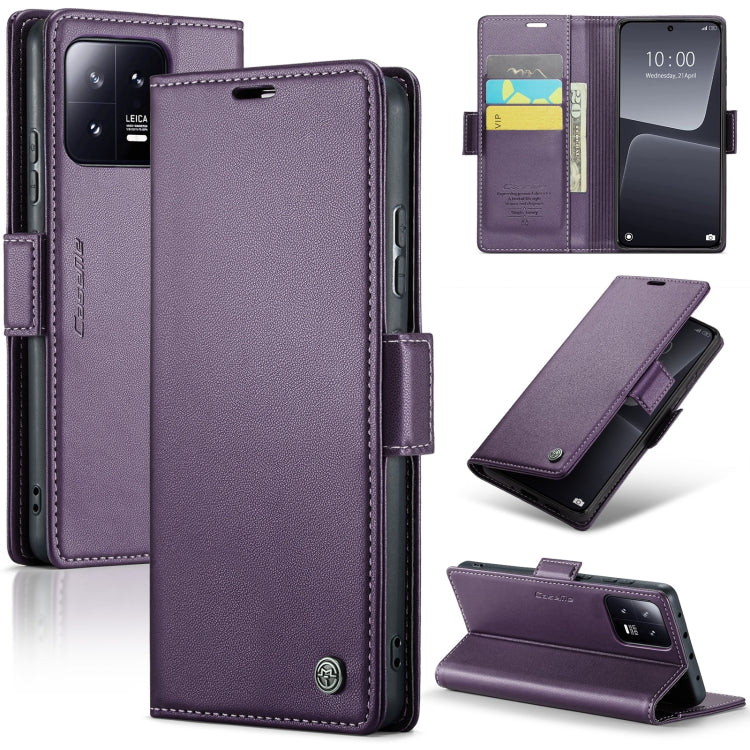 For Xiaomi 13 CaseMe 023 Butterfly Buckle Litchi Texture RFID Anti-theft Leather Phone Case(Pearly Purple) - 13 Cases by CaseMe | Online Shopping UK | buy2fix