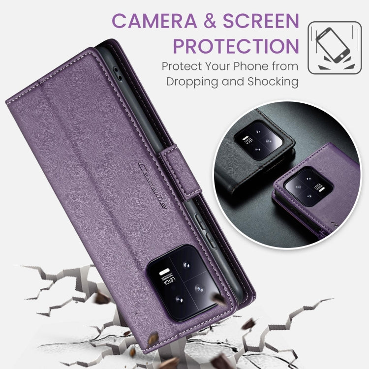 For Xiaomi 13 CaseMe 023 Butterfly Buckle Litchi Texture RFID Anti-theft Leather Phone Case(Pearly Purple) - 13 Cases by CaseMe | Online Shopping UK | buy2fix