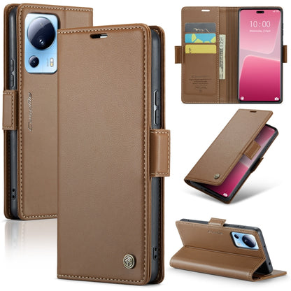 For Xiaomi 13 Lite CaseMe 023 Butterfly Buckle Litchi Texture RFID Anti-theft Leather Phone Case(Brown) - 13 Lite Cases by CaseMe | Online Shopping UK | buy2fix