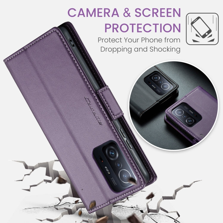 For Xiaomi 11T / 11T Pro CaseMe 023 Butterfly Buckle Litchi Texture RFID Anti-theft Leather Phone Case(Pearly Purple) - Xiaomi Cases by CaseMe | Online Shopping UK | buy2fix