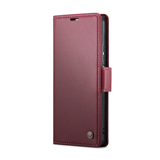 For Xiaomi Redmi Note 11 4G Global CaseMe 023 Butterfly Buckle Litchi Texture RFID Anti-theft Leather Phone Case(Wine Red) by CaseMe
