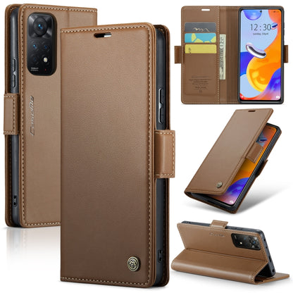 CaseMe 023 Butterfly Buckle Litchi Texture RFID Anti-theft Leather Phone Case For Xiaomi Redmi Note 11 Pro 5G Global/Redmi Note 11 Pro Global(Brown) - Redmi Note 11 Pro Case by CaseMe | Online Shopping UK | buy2fix