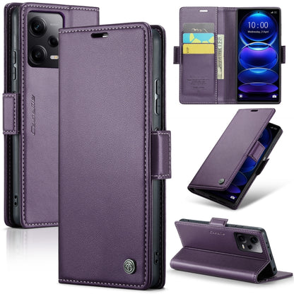 CaseMe 023 Butterfly Buckle Litchi Texture RFID Anti-theft Leather Phone Case For Xiaomi Poco X5 Pro 5G/Redmi Note 12 Pro 5G Global(Pearly Purple) - Xiaomi Cases by CaseMe | Online Shopping UK | buy2fix