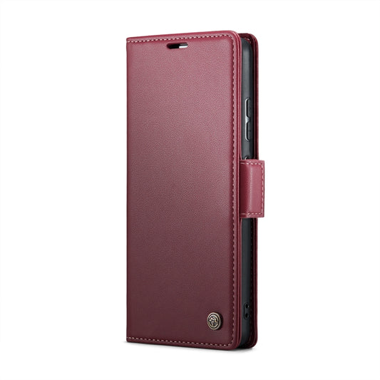 For Xiaomi Redmi Note 12 Pro+ 5G Global CaseMe 023 Butterfly Buckle Litchi Texture RFID Anti-theft Leather Phone Case(Wine Red) by CaseMe