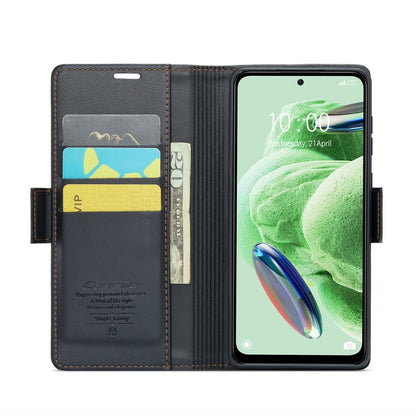 For Xiaomi Poco X5 5G/Redmi Note 12 5G Global CaseMe 023 Butterfly Buckle Litchi Texture RFID Anti-theft Leather Phone Case(Black) - Xiaomi Cases by CaseMe | Online Shopping UK | buy2fix