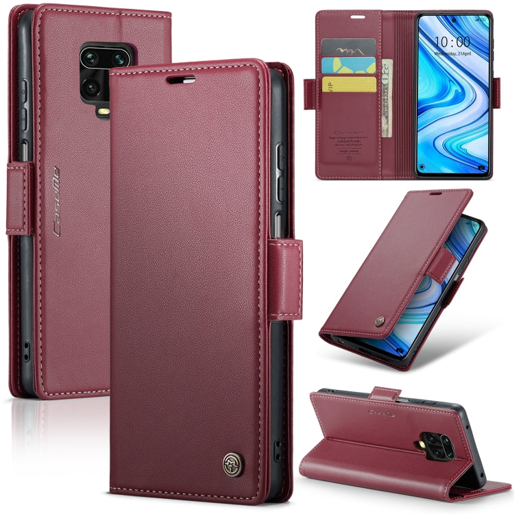 For Xiaomi Redmi Note 9S/Note 9 Pro/Note 9 Pro Max CaseMe 023 Butterfly Buckle Litchi Texture RFID Anti-theft Leather Phone Case(Wine Red) - Xiaomi Cases by CaseMe | Online Shopping UK | buy2fix