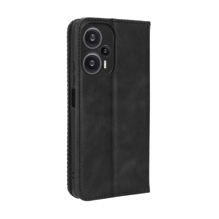 For Xiaomi Poco F5 5G Magnetic Buckle Retro Texture Leather Phone Case(Black) by buy2fix