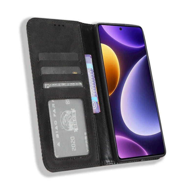 For Xiaomi Poco F5 5G Magnetic Buckle Retro Texture Leather Phone Case(Black) by buy2fix