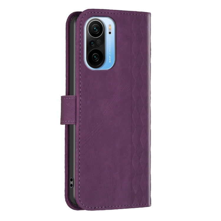 For Xiaomi 11i / Redmi K40 Plaid Embossed Leather Phone Case(Purple) - Xiaomi Cases by buy2fix | Online Shopping UK | buy2fix