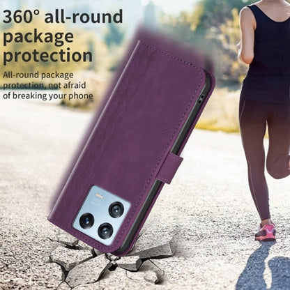 For Xiaomi 13 Pro Plaid Embossed Leather Phone Case(Purple) - 13 Pro Cases by buy2fix | Online Shopping UK | buy2fix