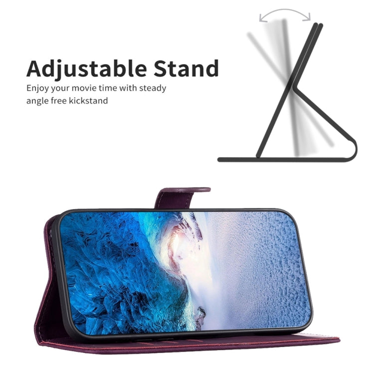 For Xiaomi Redmi 9A Plaid Embossed Leather Phone Case(Purple) - Xiaomi Cases by buy2fix | Online Shopping UK | buy2fix