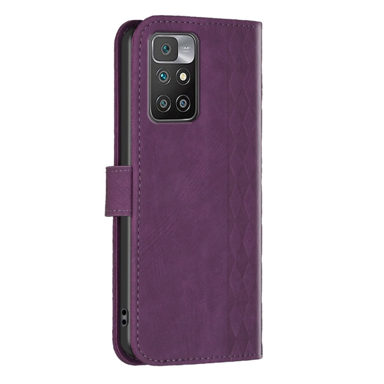 For Xiaomi Redmi 10 2022 Plaid Embossed Leather Phone Case(Purple) - Xiaomi Cases by buy2fix | Online Shopping UK | buy2fix