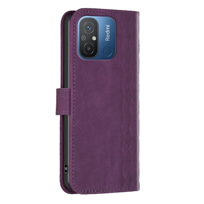 For Xiaomi Redmi 12C Plaid Embossed Leather Phone Case(Purple) - Xiaomi Cases by buy2fix | Online Shopping UK | buy2fix