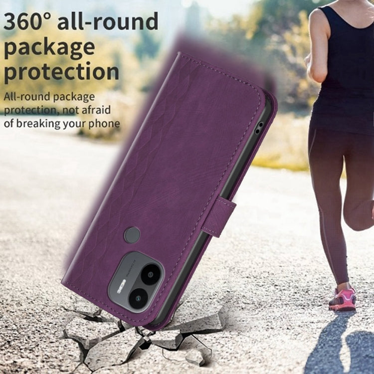 For Xiaomi Redmi A1 / A1+ Plaid Embossed Leather Phone Case(Purple) - Xiaomi Cases by buy2fix | Online Shopping UK | buy2fix