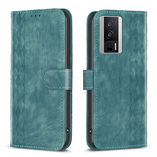 For Xiaomi Redmi K60 / K60 Pro Plaid Embossed Leather Phone Case(Green)