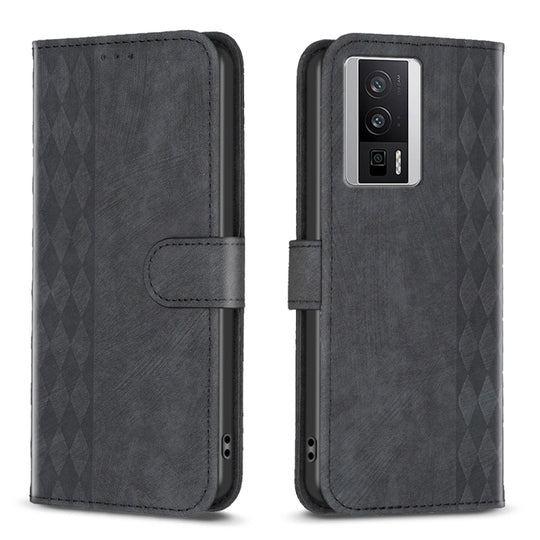 For Xiaomi Redmi K60 / K60 Pro Plaid Embossed Leather Phone Case(Black)