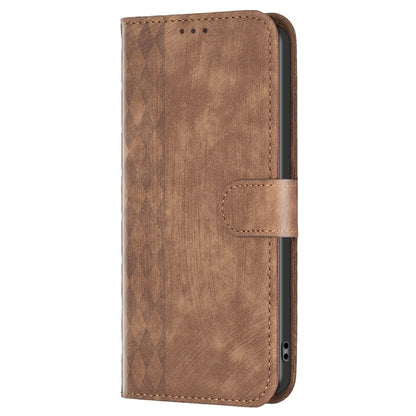 For Xiaomi Redmi Note 12 5G Global Plaid Embossed Leather Phone Case(Brown) by buy2fix