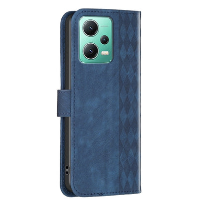 For Xiaomi Redmi Note 12 5G Global Plaid Embossed Leather Phone Case(Blue) by buy2fix