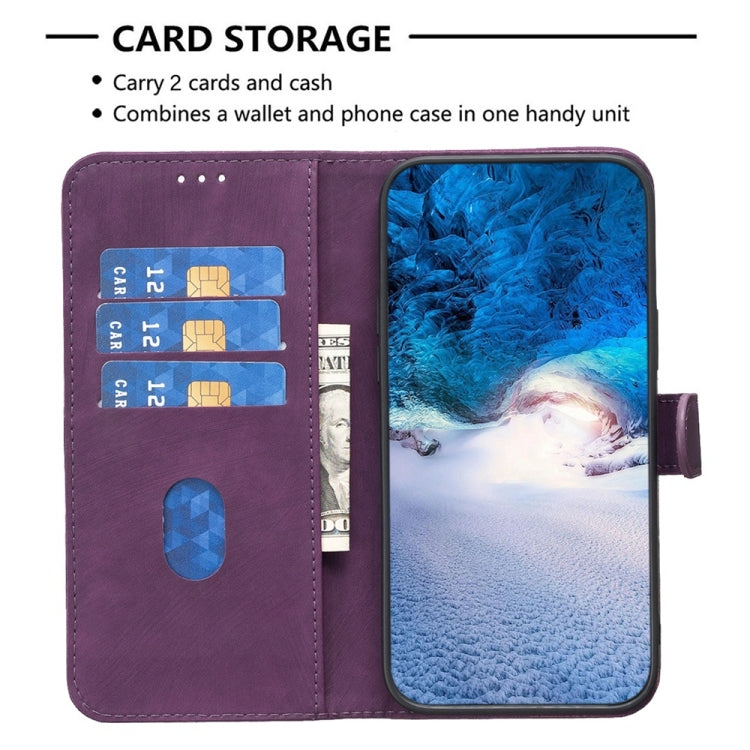 For Xiaomi Redmi Note 12 Pro+ Global Plaid Embossed Leather Phone Case(Purple) - Note 12 Pro+ Cases by buy2fix | Online Shopping UK | buy2fix