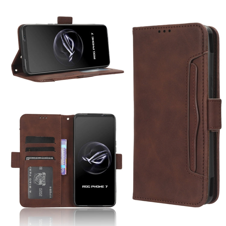 For ASUS ROG Phone 7 Skin Feel Calf Texture Card Slots Leather Phone Case(Brown) - ASUS Cases by buy2fix | Online Shopping UK | buy2fix