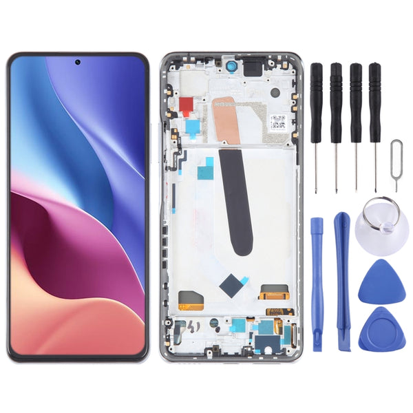 OLED LCD Screen For Xiaomi Redmi K40 Digitizer Full Assembly with Frame(Silver) by buy2fix