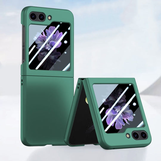 Pour Samsung Galaxy Z Flip5 Étui de téléphone à sensation de peau PC intégré à injection de carburant (vert)