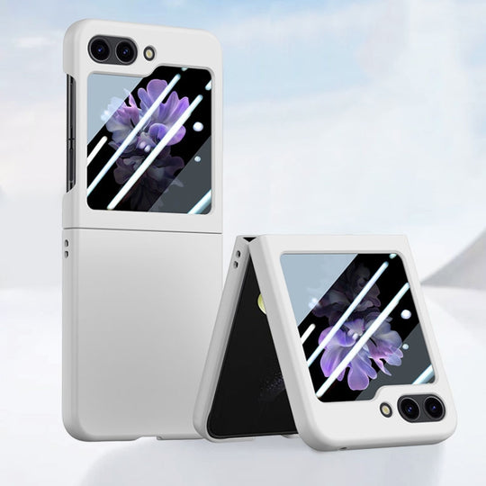 Pour Samsung Galaxy Z Flip5 Étui de téléphone à sensation de peau PC intégré à injection de carburant (blanc)