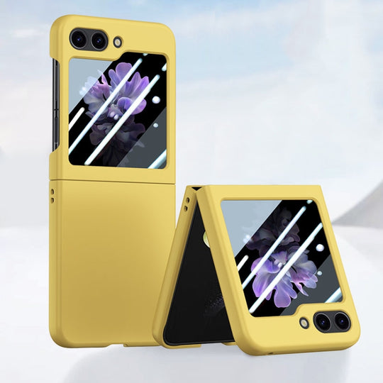 Pour Samsung Galaxy Z Flip5 Étui de téléphone à sensation de peau PC intégré à injection de carburant (jaune citron)