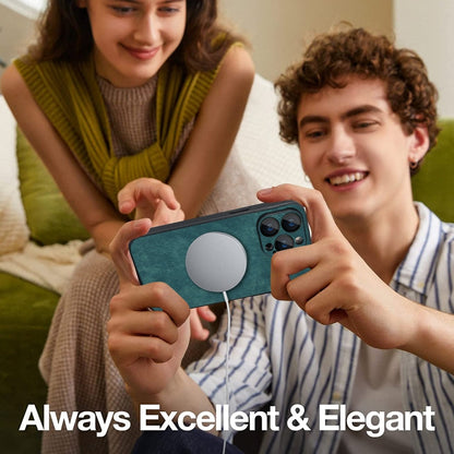 For iPhone 12 Skin Feel Leather MagSafe Magnetic Phone Case(Green) by buy2fix