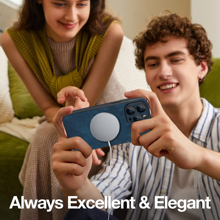 For iPhone 11 Pro Max Skin Feel Leather MagSafe Magnetic Phone Case(Blue) by buy2fix