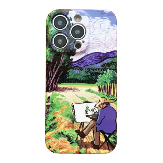For iPhone 12 Pro Precise Hole Oil Painting Pattern PC Phone Case(Painting) by buy2fix