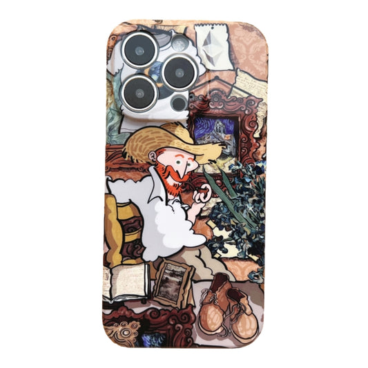 For iPhone 12 Pro Max Precise Hole Oil Painting Pattern PC Phone Case(Tobacco Pipe) by buy2fix