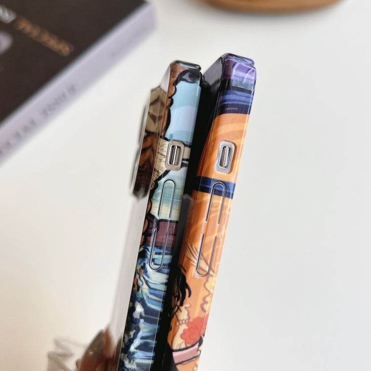 For iPhone 13 Precise Hole Oil Painting Pattern PC Phone Case(Tower) by buy2fix