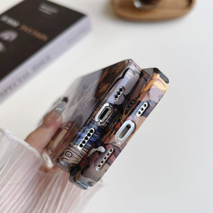 For iPhone 13 Precise Hole Oil Painting Pattern PC Phone Case(Tower) by buy2fix