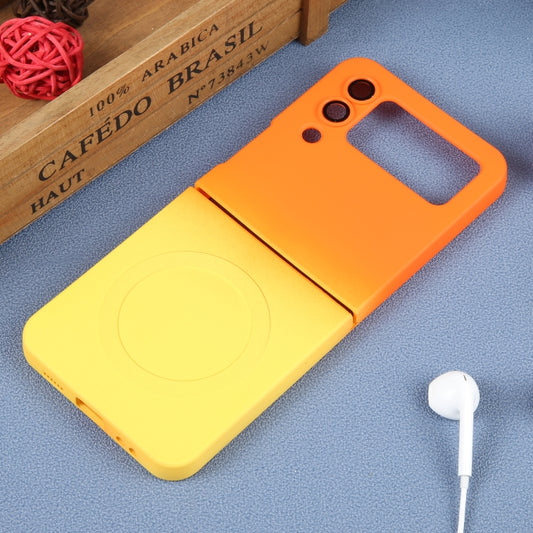 For Samsung Galaxy Z Flip4 Liquid TPU Silicone Gradient MagSafe Phone Case(Orange Yellow) by buy2fix