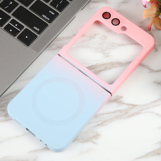 For Samsung Galaxy Z Flip5 Liquid TPU Silicone Gradient MagSafe Phone Case(Pink Blue) by buy2fix