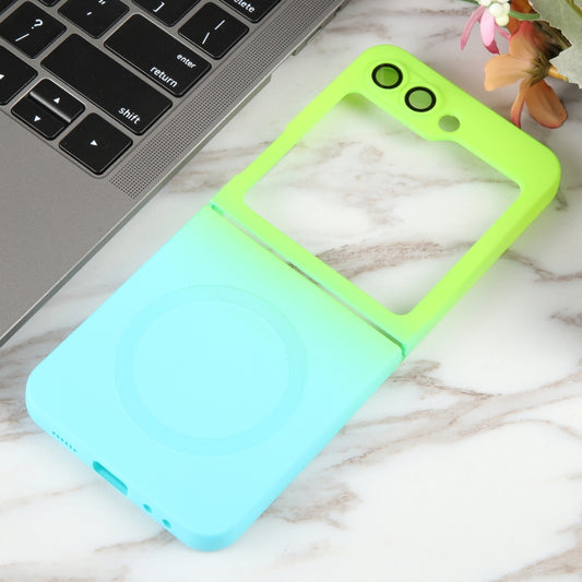 For Samsung Galaxy Z Flip5 Liquid TPU Silicone Gradient MagSafe Phone Case(Cyan Blue) by buy2fix