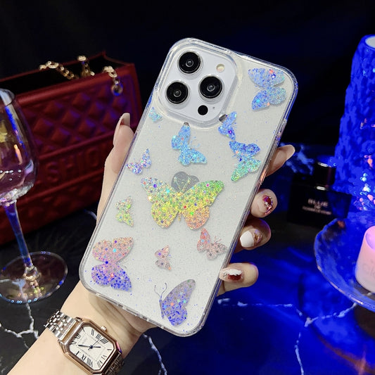 For iPhone 11 Little Star Series Glitter Powder TPU Phone Case(Butterflies) - iPhone 11 Cases by buy2fix | Online Shopping UK | buy2fix