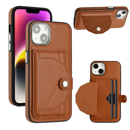 For iPhone 14 Shockproof Leather Phone Case with Card Holder(Brown) - iPhone 14 Cases by buy2fix | Online Shopping UK | buy2fix