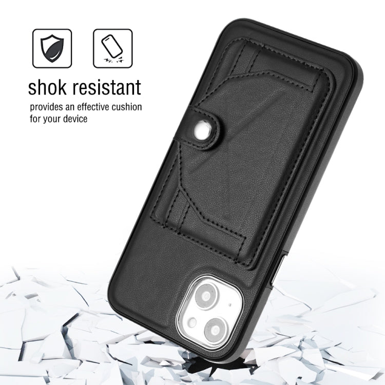 For iPhone 14 Plus Shockproof Leather Phone Case with Card Holder(Black) - iPhone 14 Plus Cases by buy2fix | Online Shopping UK | buy2fix